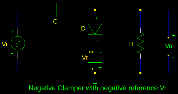 Negative clamper with negative reference (\( V_r\)) level