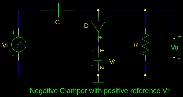 Negative clamper with positive reference (\( V_r\)) level