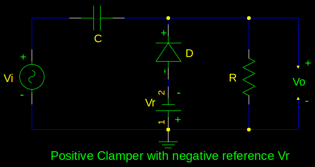 Positive clamper with negative reference (\( V_r\)) level