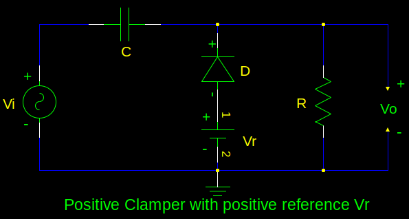 Positive clamper with positive reference voltage Vr