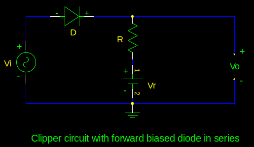 Clipper circuit with forward biased diode in series 