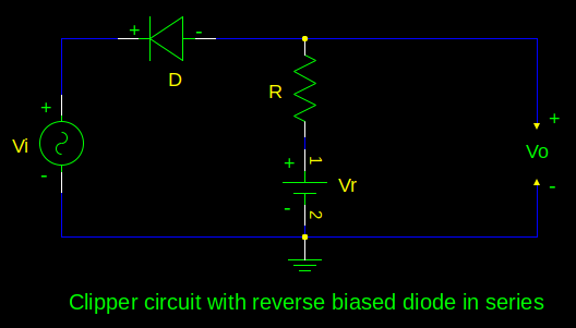 Clipper circuit with reverse biased diode in series 