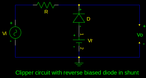Clipper circuit with reverse biased diode in shunt 